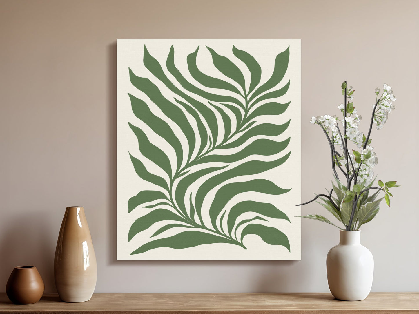 Premium Poster of Vibrant Green Leafy Pattern Canvas Wraps