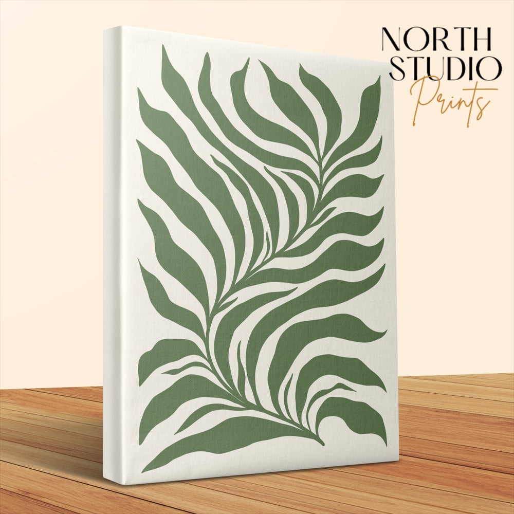 Premium Poster of Vibrant Green Leafy Pattern Canvas Wraps
