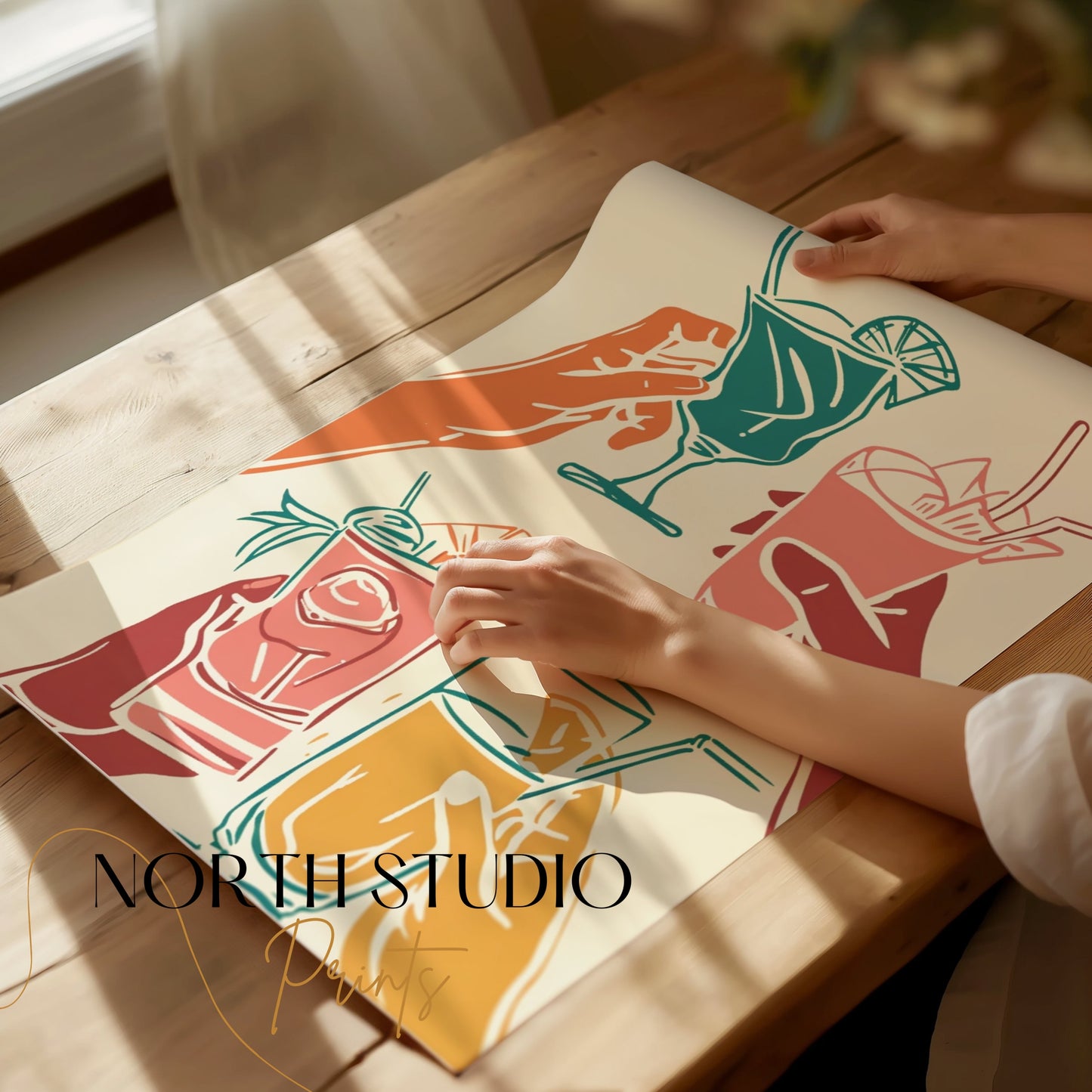 Premium Poster of Vibrant Hand-Drawn Cocktail Art on Fun Posters