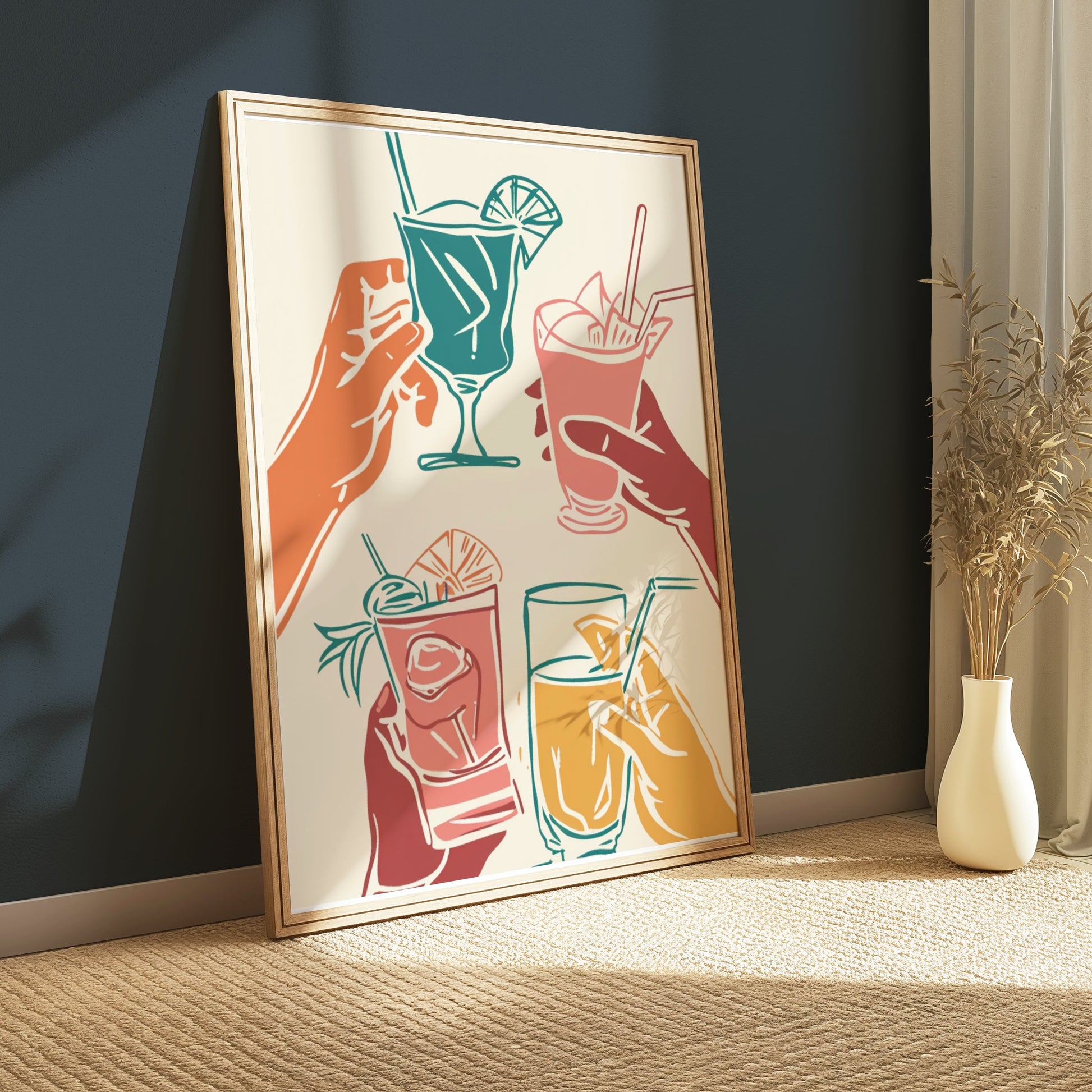 Premium Poster of Vibrant Hand-Drawn Cocktail Art on Fun Posters
