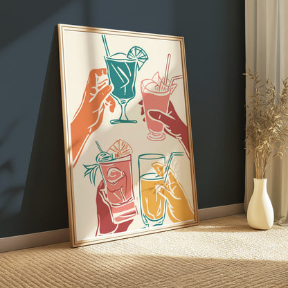 Premium Poster of Vibrant Hand-Drawn Cocktail Art on Fun Posters