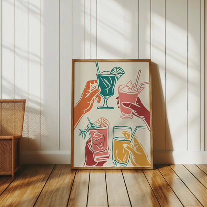 Premium Poster of Vibrant Hand-Drawn Cocktail Art on Fun Posters