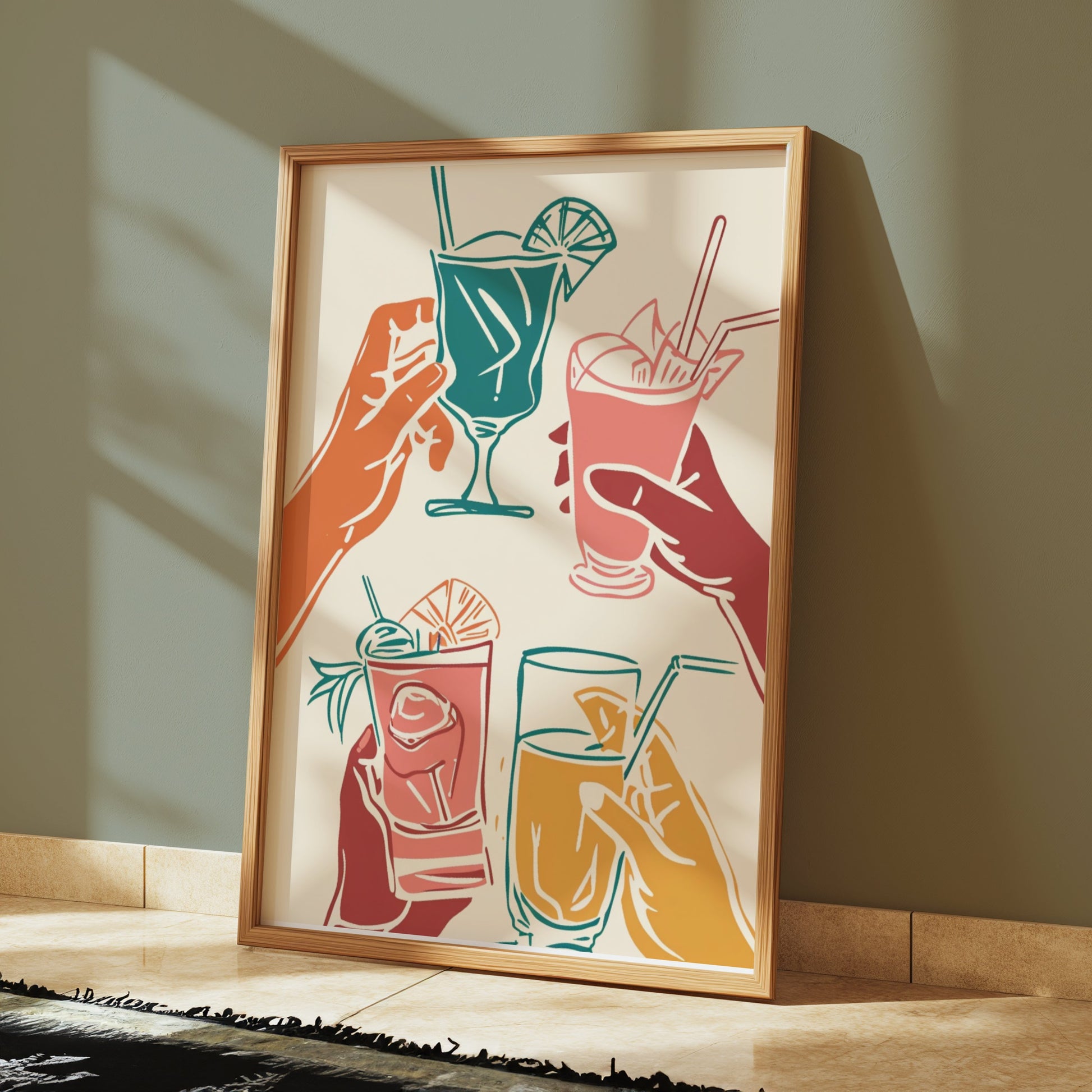 Premium Poster of Vibrant Hand-Drawn Cocktail Art on Fun Posters