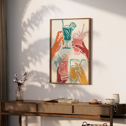 Premium Poster of Vibrant Hand-Drawn Cocktail Art on Fun Posters