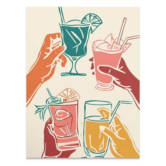 Premium Poster of Vibrant Hand-Drawn Cocktail Art on Fun Posters