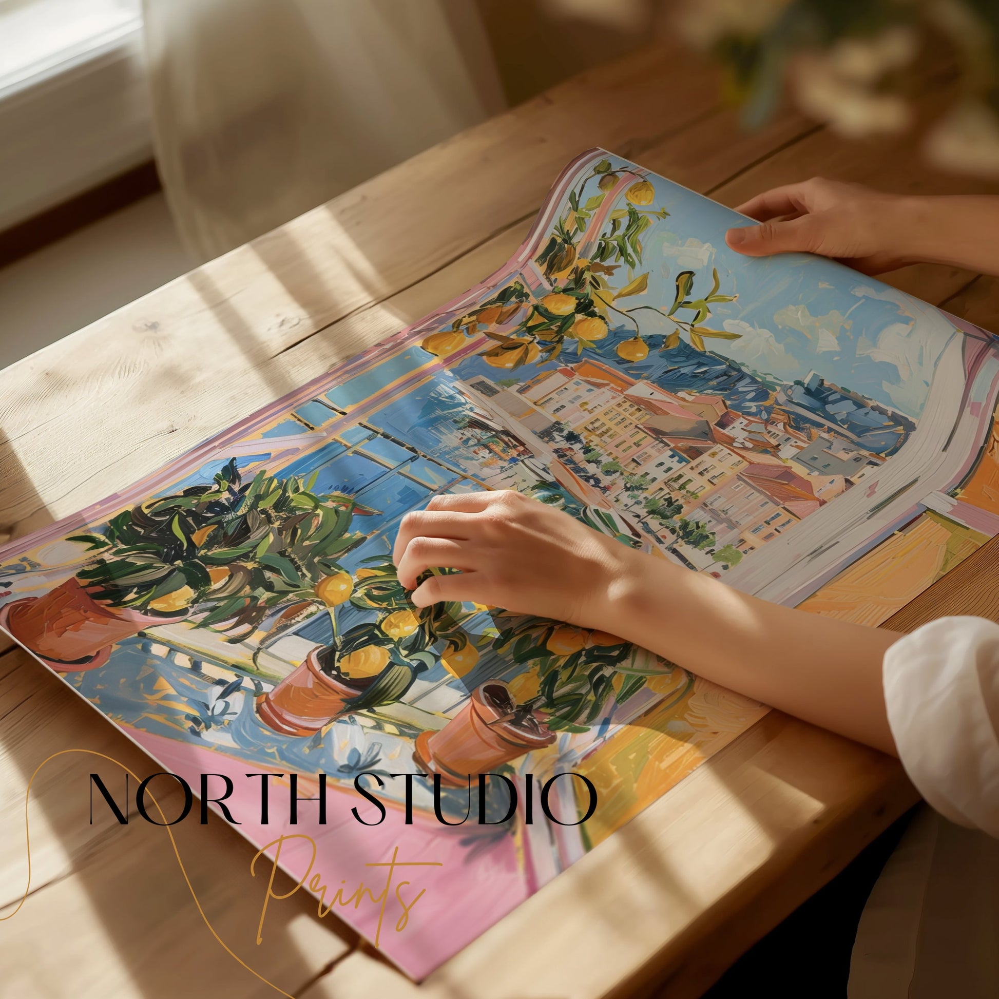 Premium Poster of Vibrant Mediterranean View with Lemons Posters