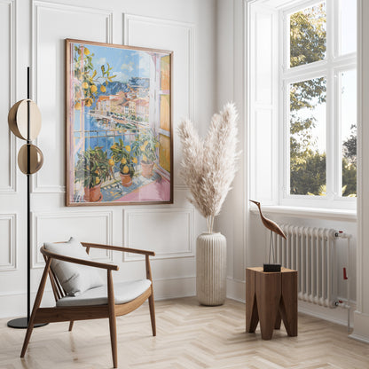 Premium Poster of Vibrant Mediterranean View with Lemons Posters