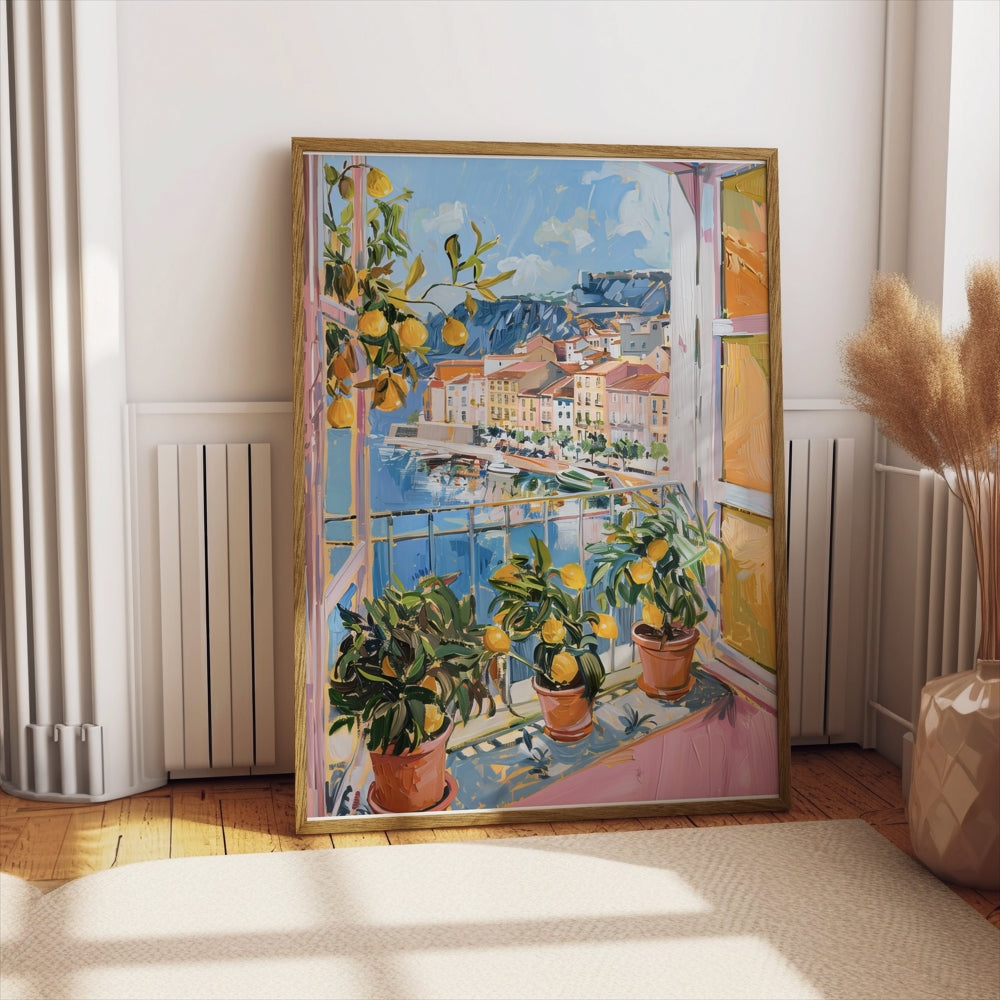 Premium Poster of Vibrant Mediterranean View with Lemons Posters