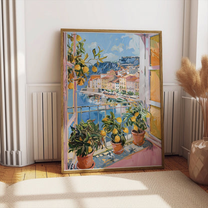 Premium Poster of Vibrant Mediterranean View with Lemons Posters