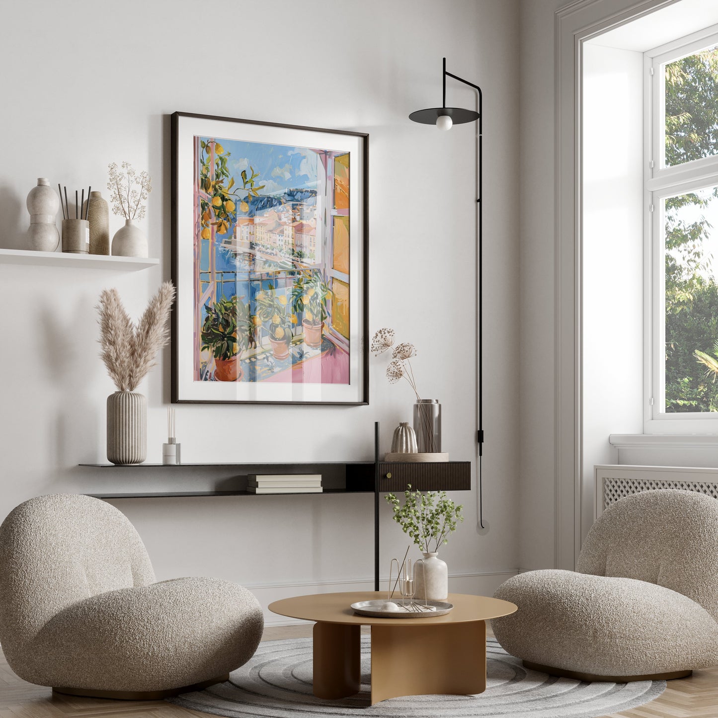 Premium Poster of Vibrant Mediterranean View with Lemons Posters