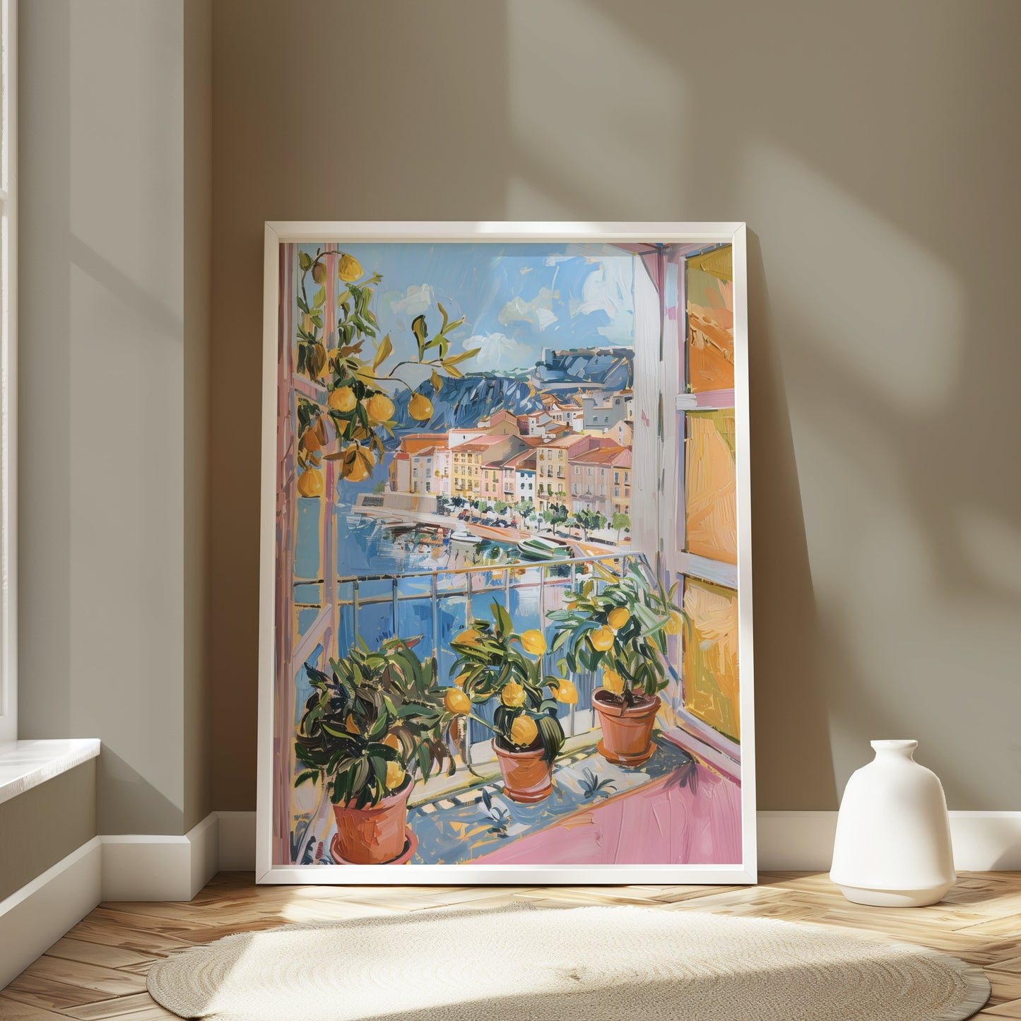 Premium Poster of Vibrant Mediterranean View with Lemons Posters