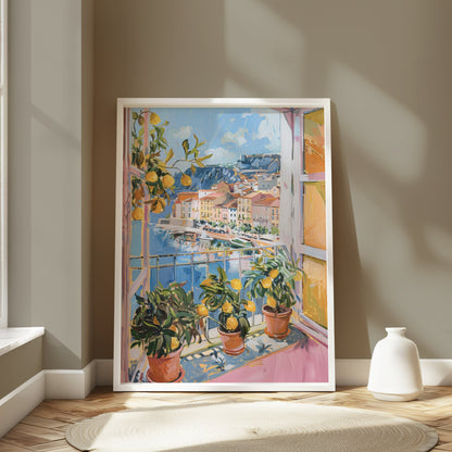 Premium Poster of Vibrant Mediterranean View with Lemons Posters