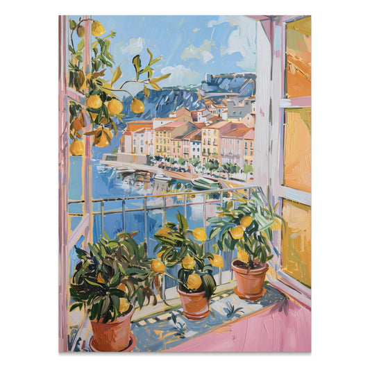 Premium Poster of Vibrant Mediterranean View with Lemons Posters