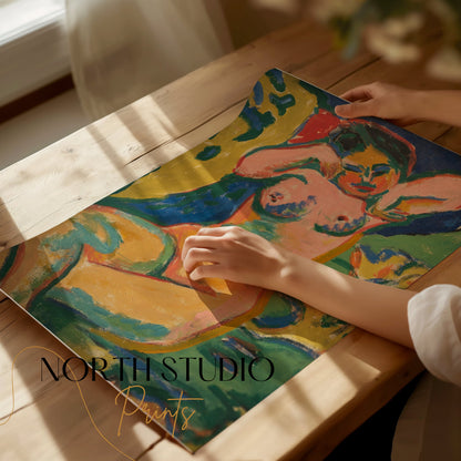 Premium Poster of Vibrant Modern Art Female Figure Expressionist Style Posters