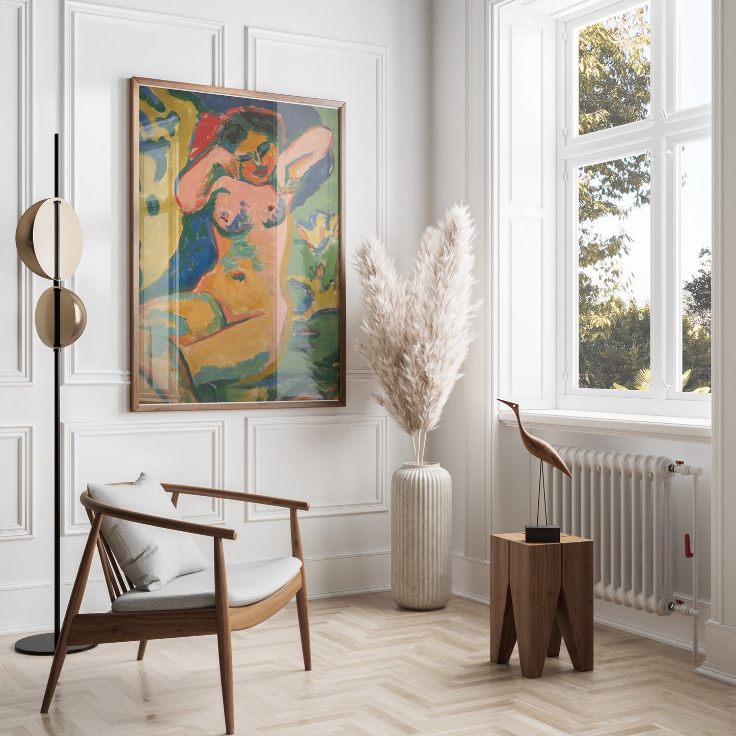 Premium Poster of Vibrant Modern Art Female Figure Expressionist Style Posters