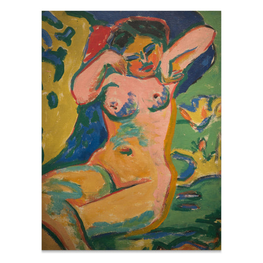 Premium Poster of Vibrant Modern Art Female Figure Expressionist Style Posters