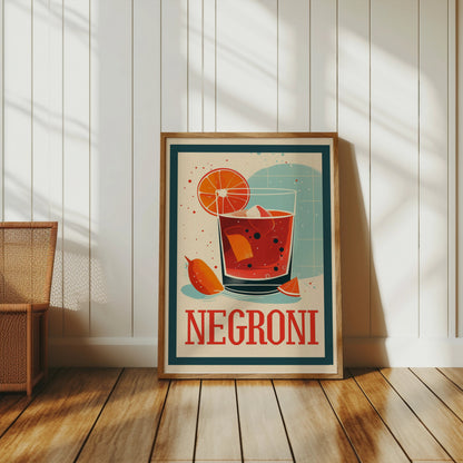 Premium Poster of Vibrant Negroni Cocktail Art Print Perfect Posters