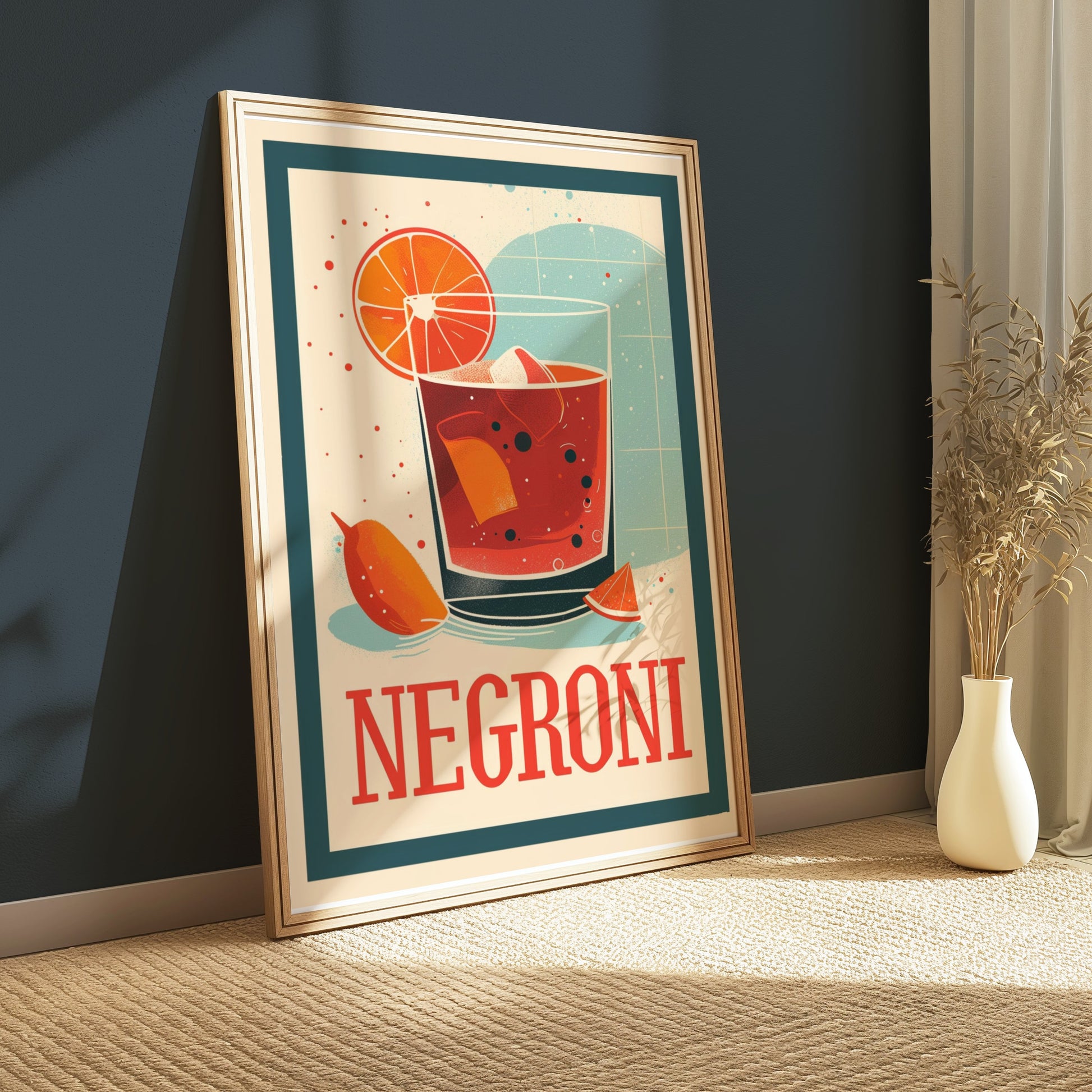 Premium Poster of Vibrant Negroni Cocktail Art Print Perfect Posters