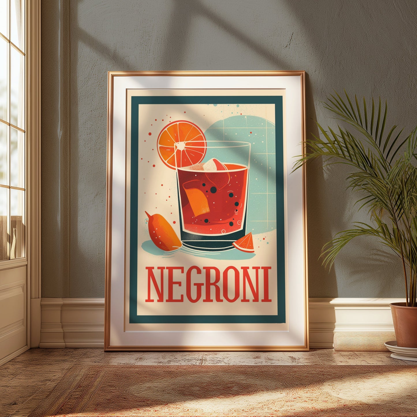 Premium Poster of Vibrant Negroni Cocktail Art Print Perfect Posters