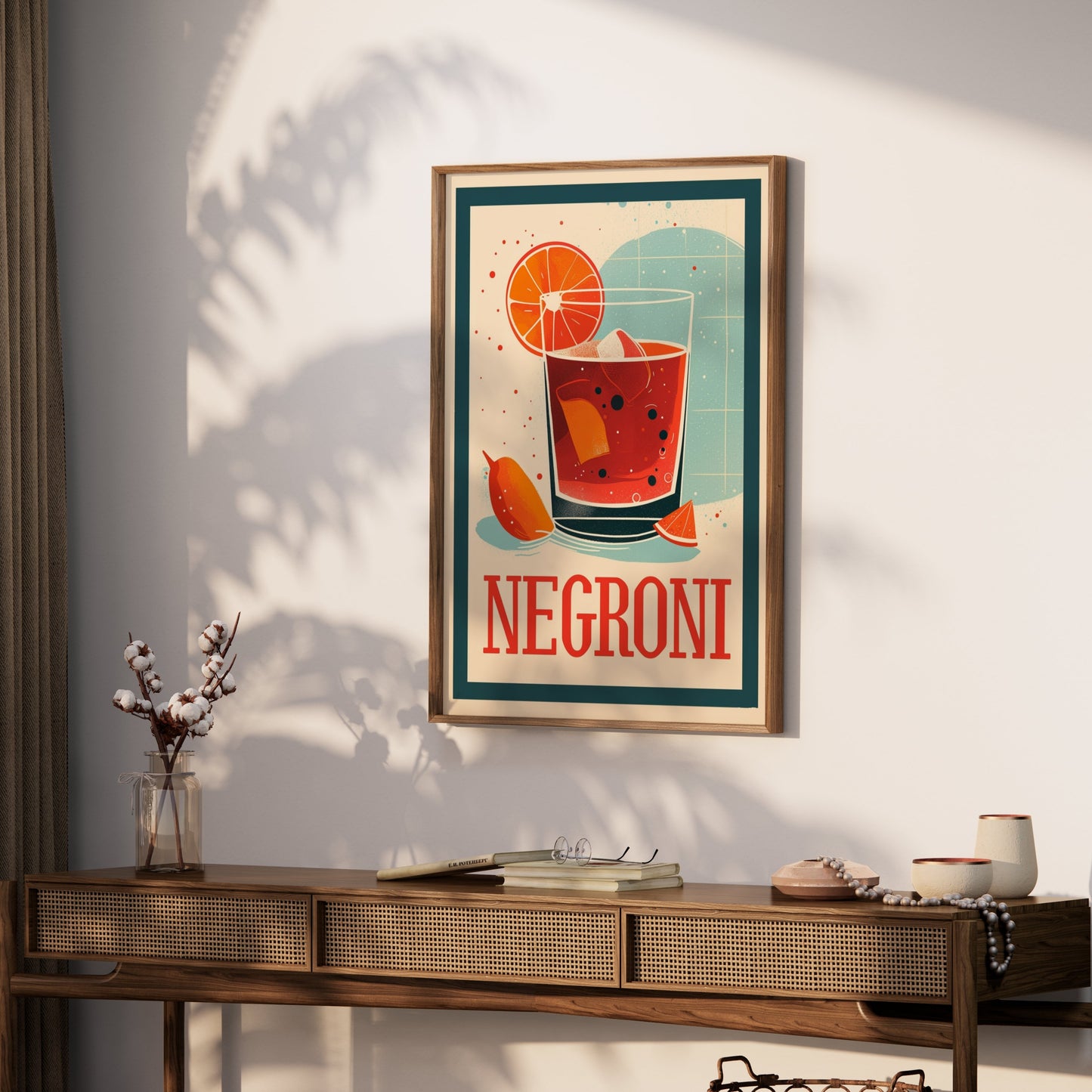 Premium Poster of Vibrant Negroni Cocktail Art Print Perfect Posters