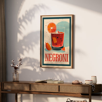 Premium Poster of Vibrant Negroni Cocktail Art Print Perfect Posters