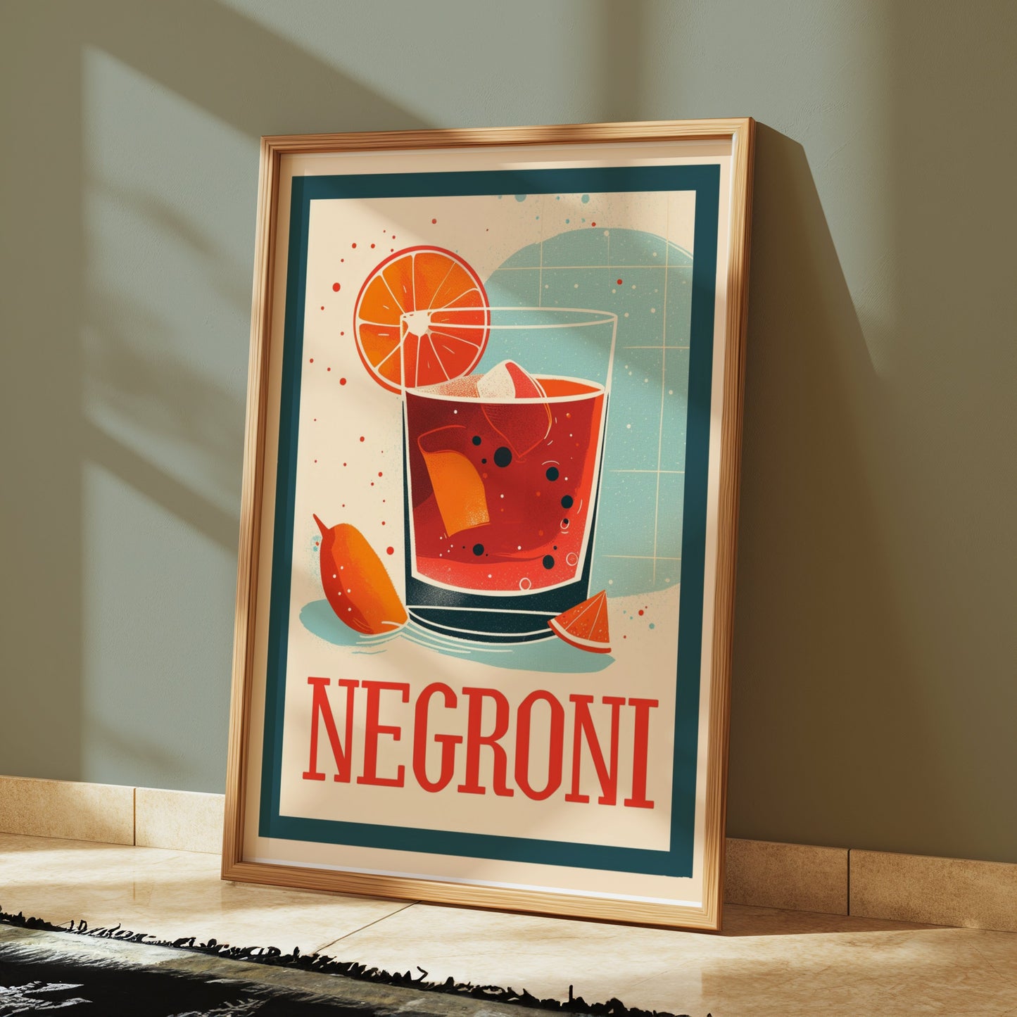 Premium Poster of Vibrant Negroni Cocktail Art Print Perfect Posters