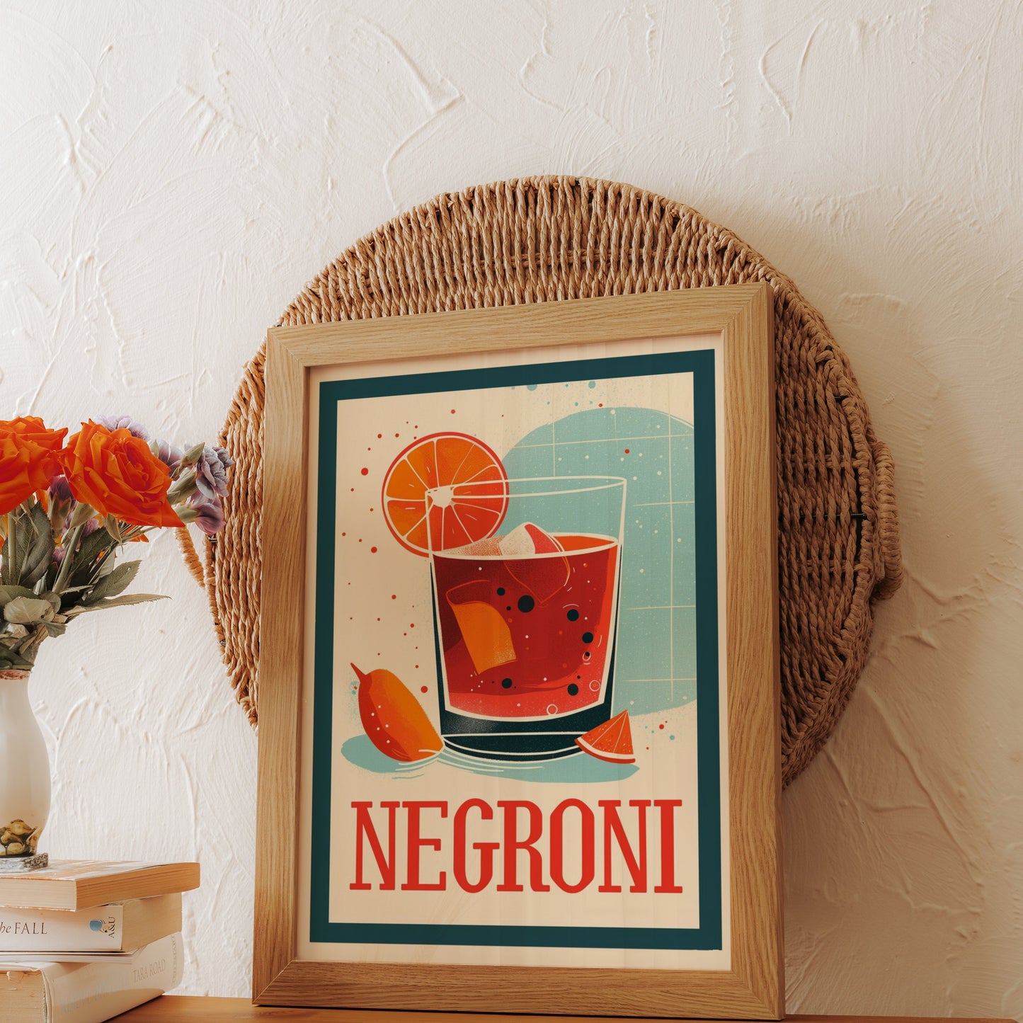 Premium Poster of Vibrant Negroni Cocktail Art Print Perfect Posters