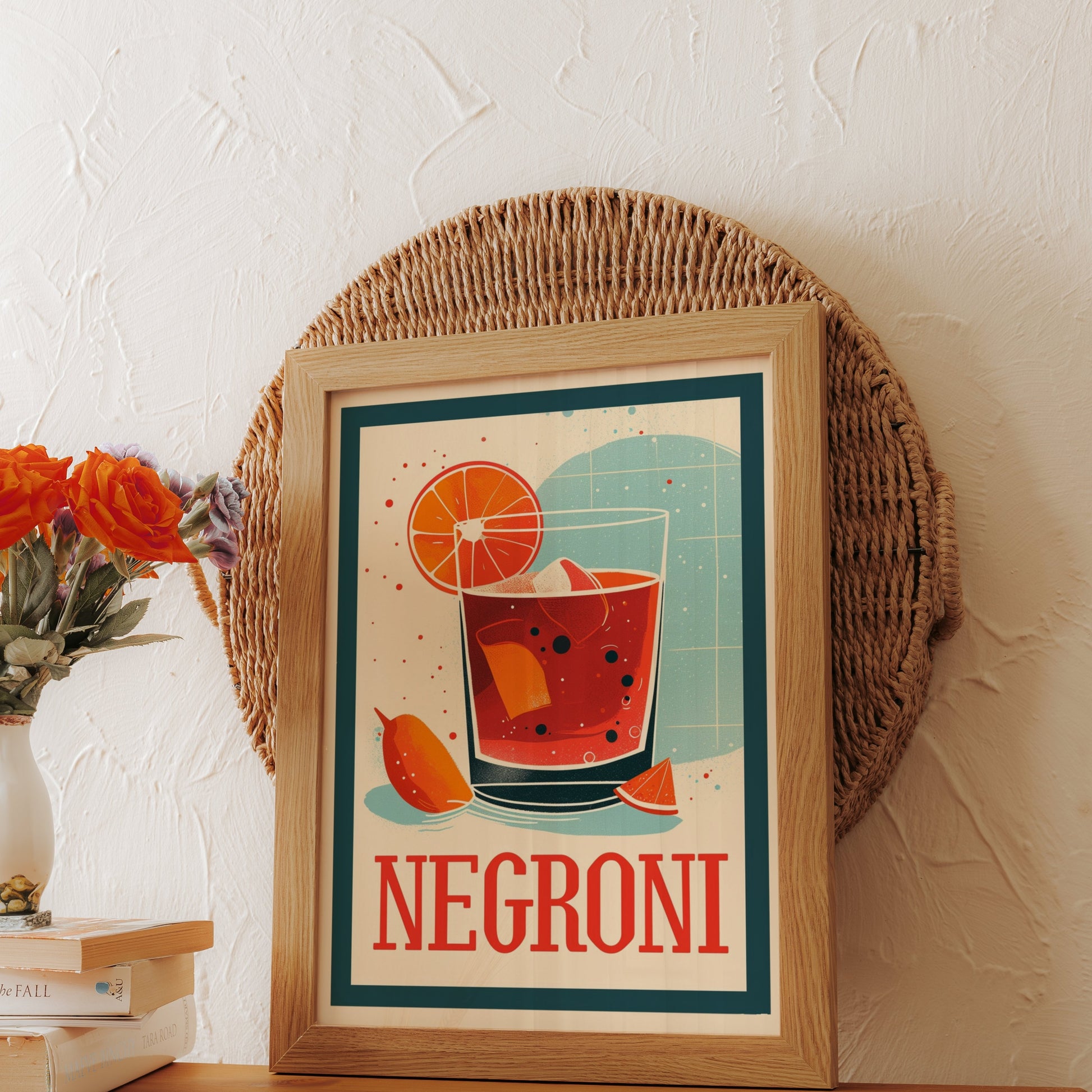 Premium Poster of Vibrant Negroni Cocktail Art Print Perfect Posters