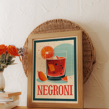 Premium Poster of Vibrant Negroni Cocktail Art Print Perfect Posters