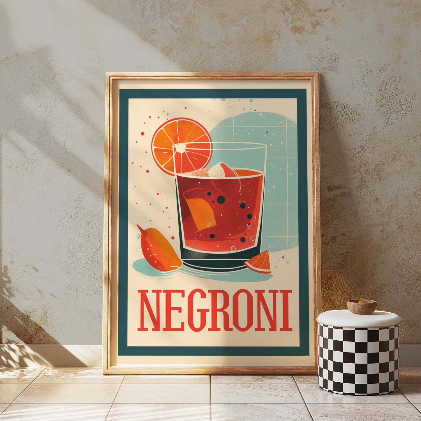 Premium Poster of Vibrant Negroni Cocktail Art Print Perfect Posters