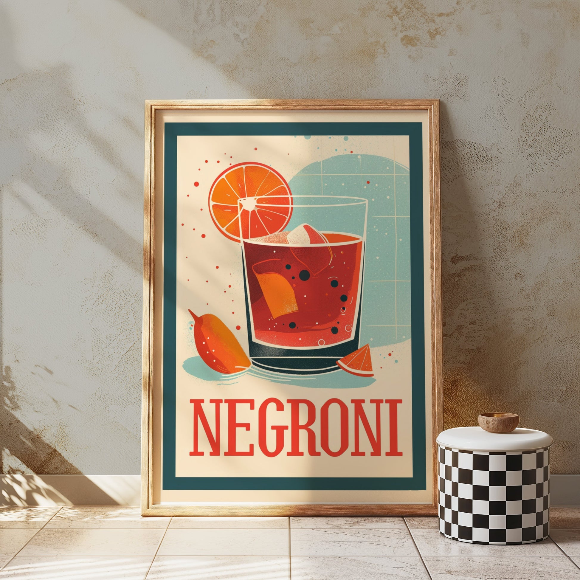 Premium Poster of Vibrant Negroni Cocktail Art Print Perfect Posters