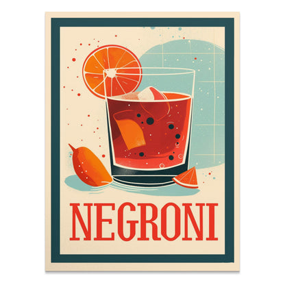 Premium Poster of Vibrant Negroni Cocktail Art Print Perfect Posters