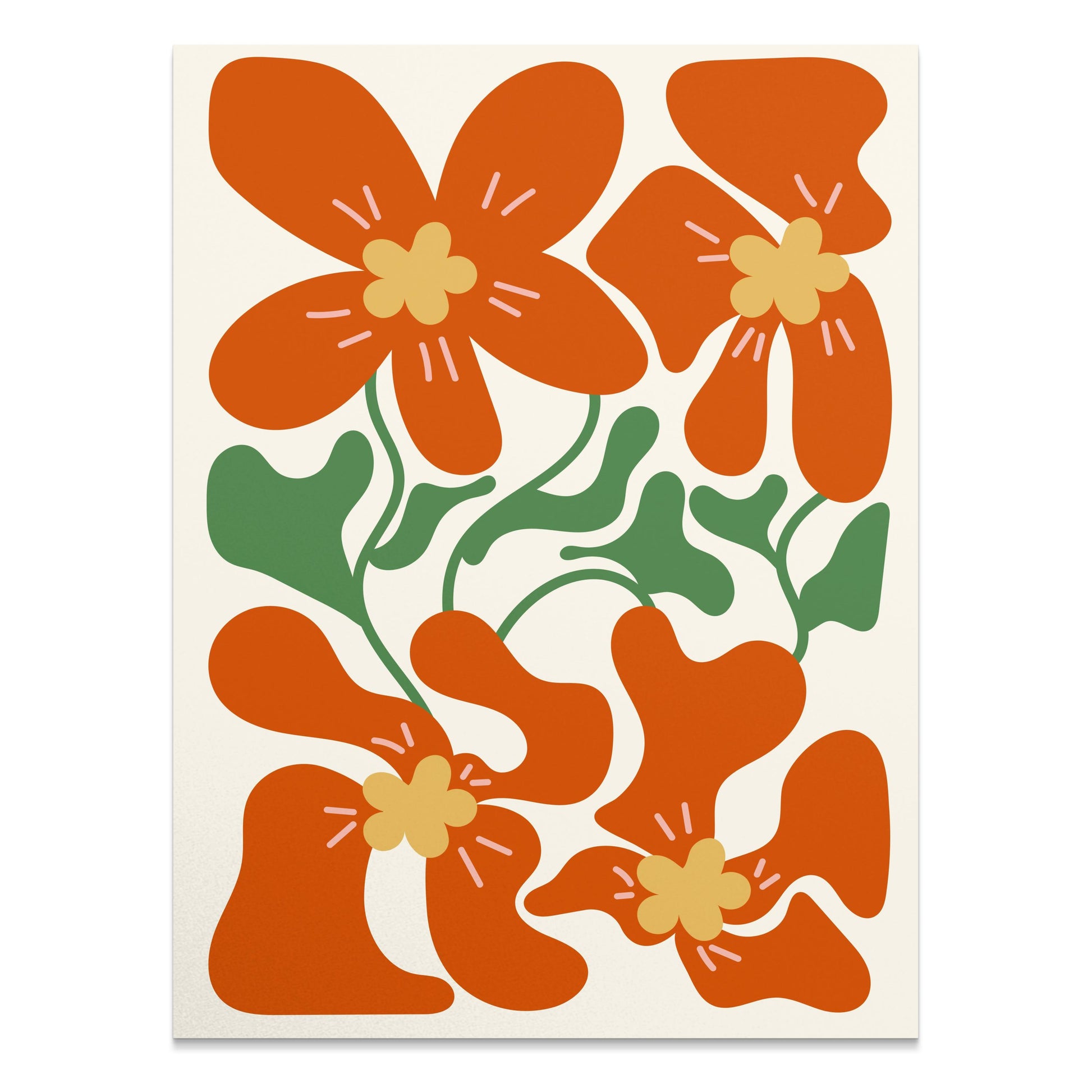 Premium Poster of Vibrant Orange Floral Art Illustration Posters