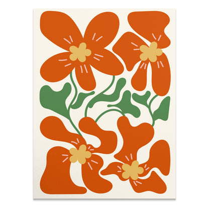 Premium Poster of Vibrant Orange Floral Art Illustration Posters