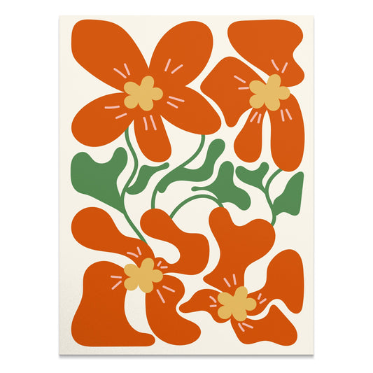 Premium Poster of Vibrant Orange Floral Art Illustration Posters