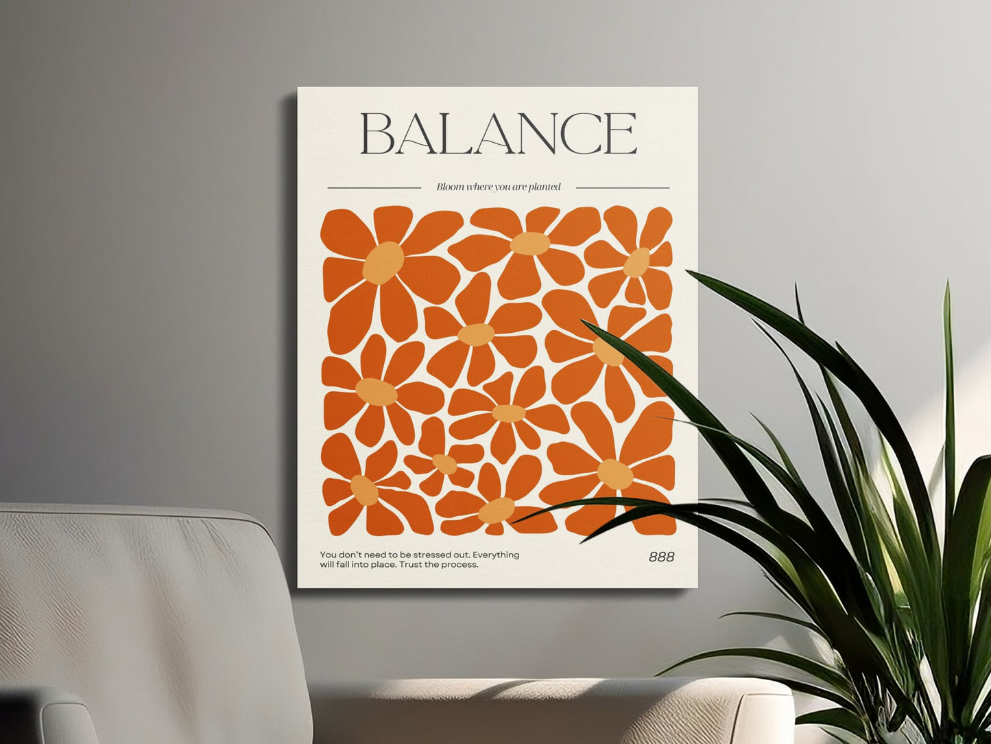 Premium Poster of Vibrant Orange Floral Balance Canvas Wraps