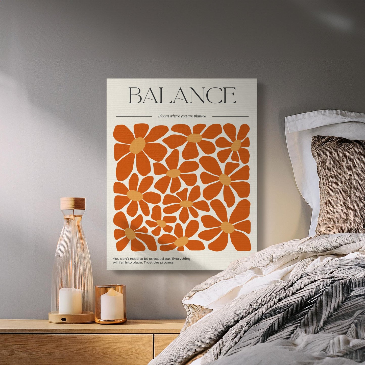 Premium Poster of Vibrant Orange Floral Balance Canvas Wraps