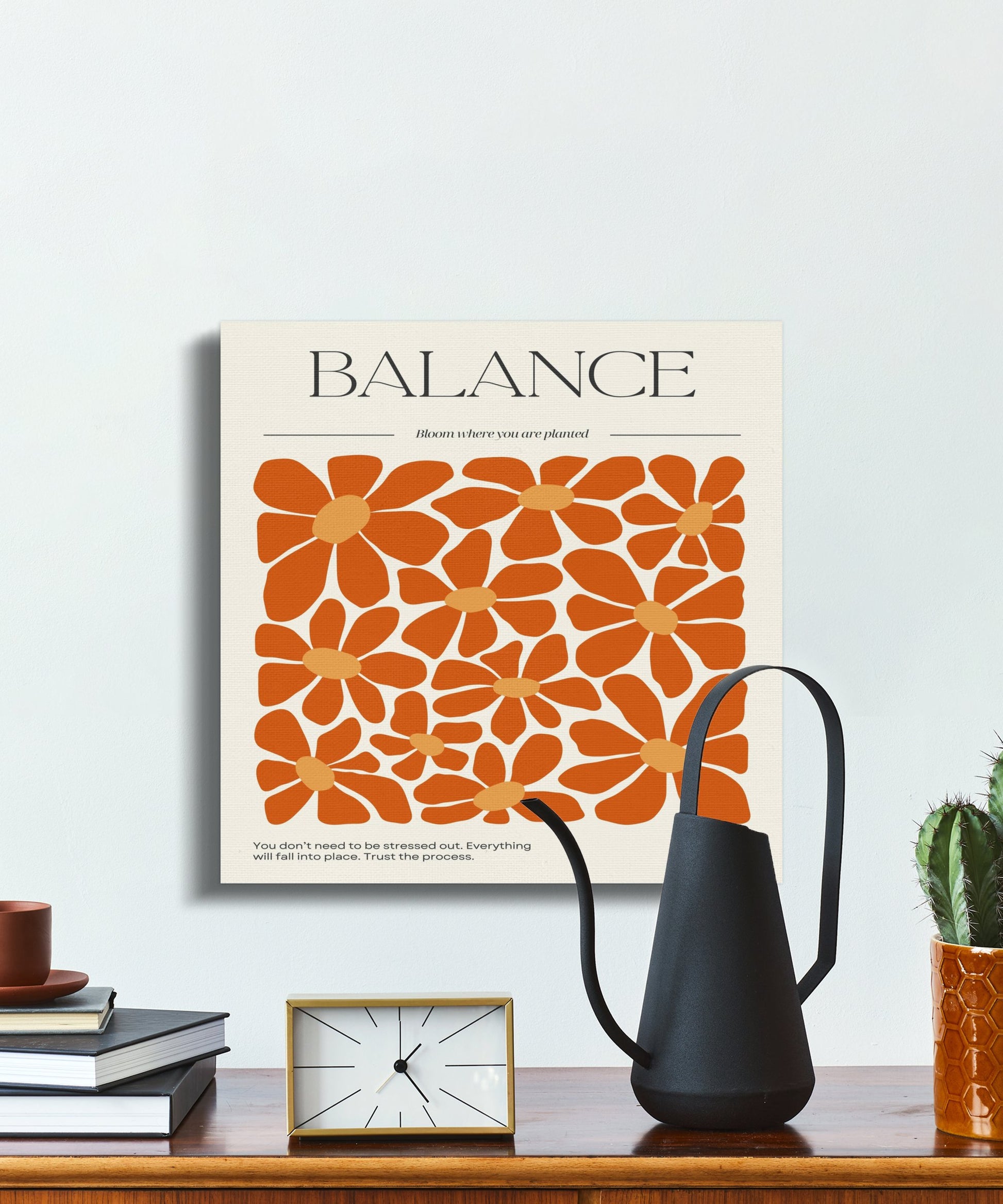 Premium Poster of Vibrant Orange Floral Balance Canvas Wraps