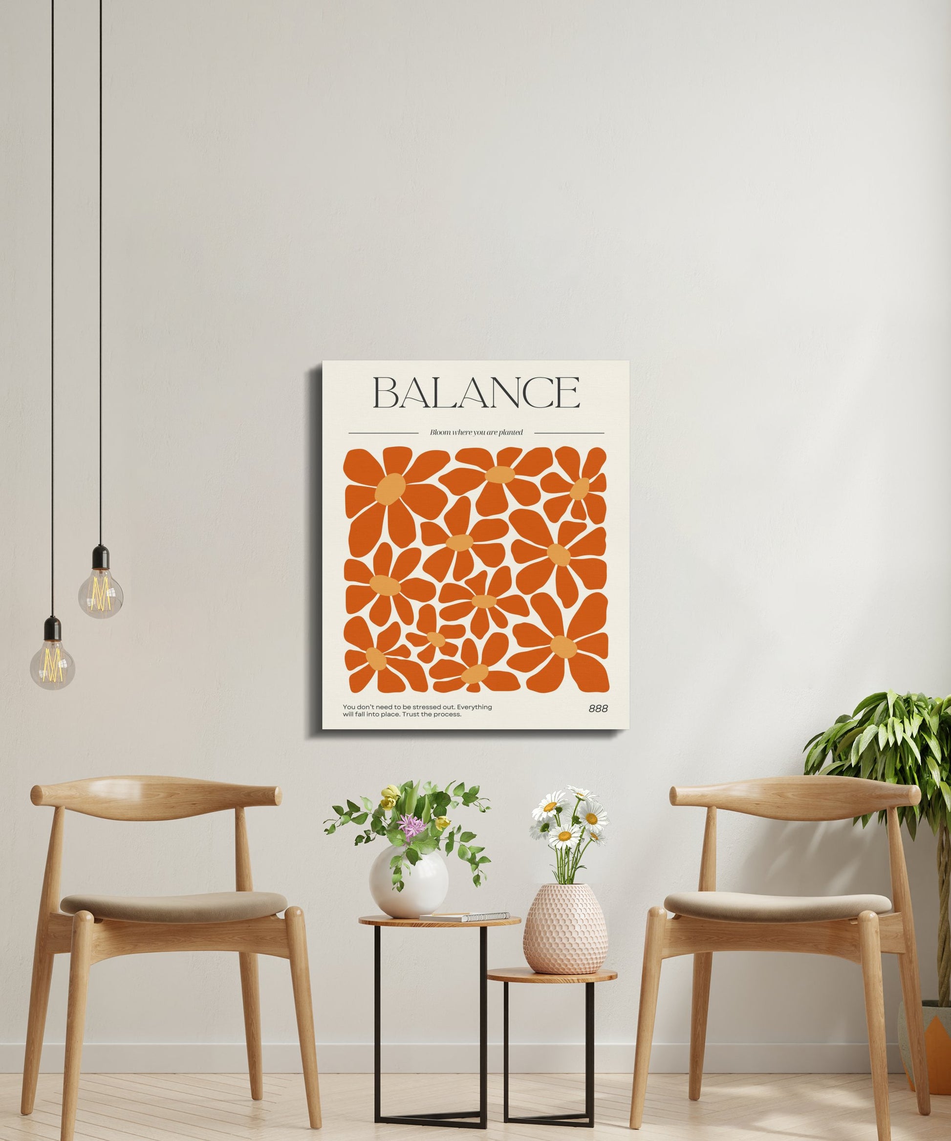 Premium Poster of Vibrant Orange Floral Balance Canvas Wraps