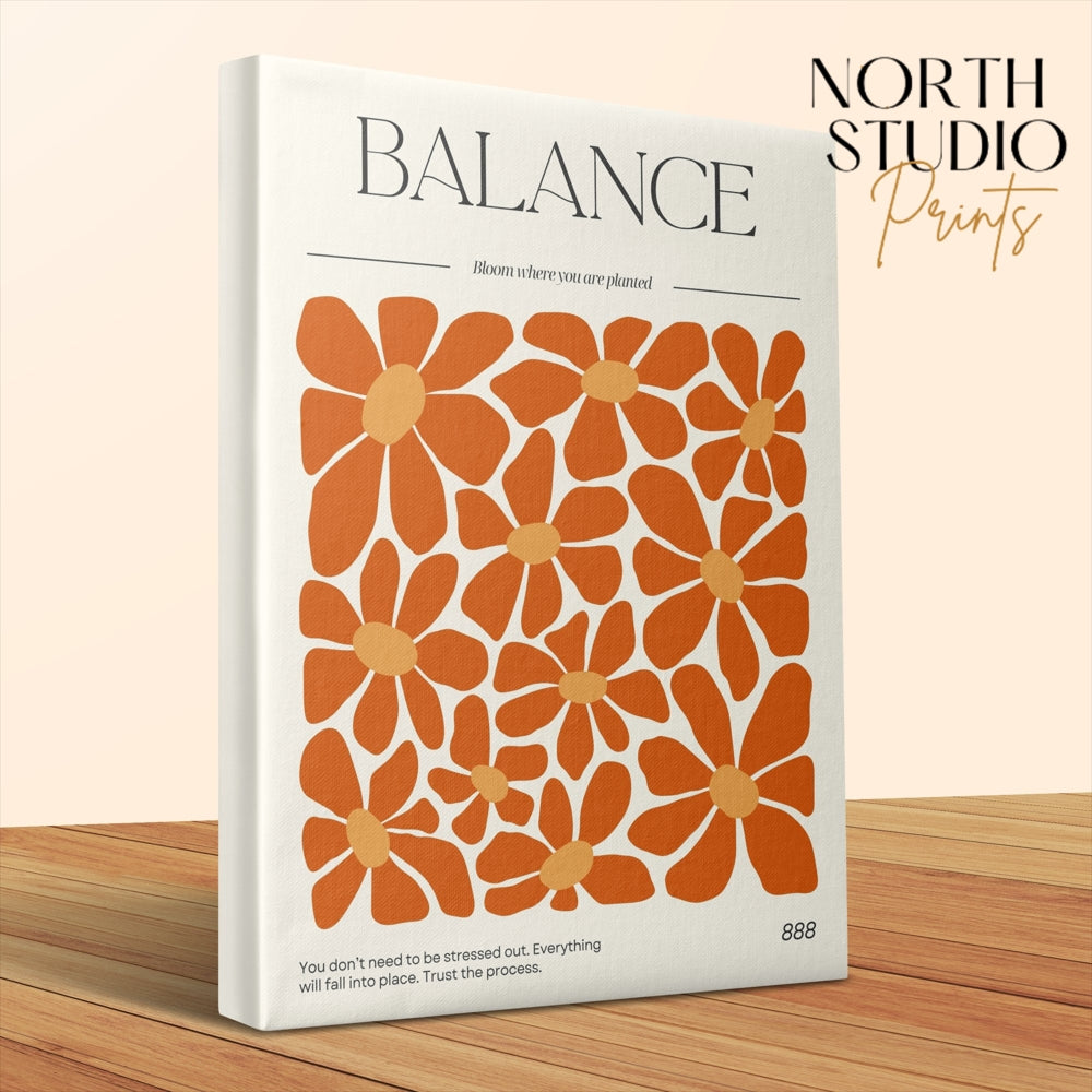 Premium Poster of Vibrant Orange Floral Balance Canvas Wraps