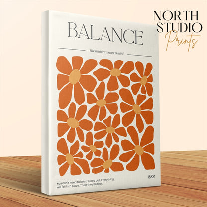 Premium Poster of Vibrant Orange Floral Balance Canvas Wraps