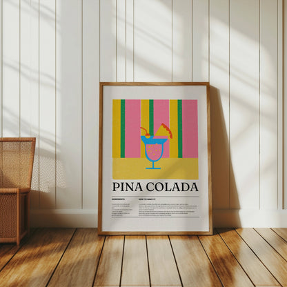 Premium Poster of Vibrant Pina Colada Drink Illustrated Art Posters