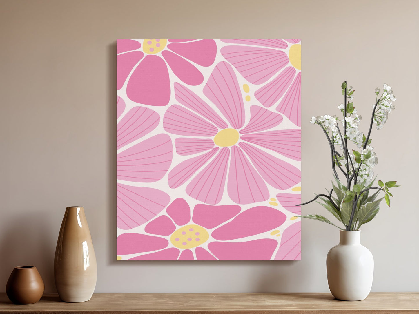 Premium Poster of Vibrant Pink Petals Floral Wall Art Canvas Wraps
