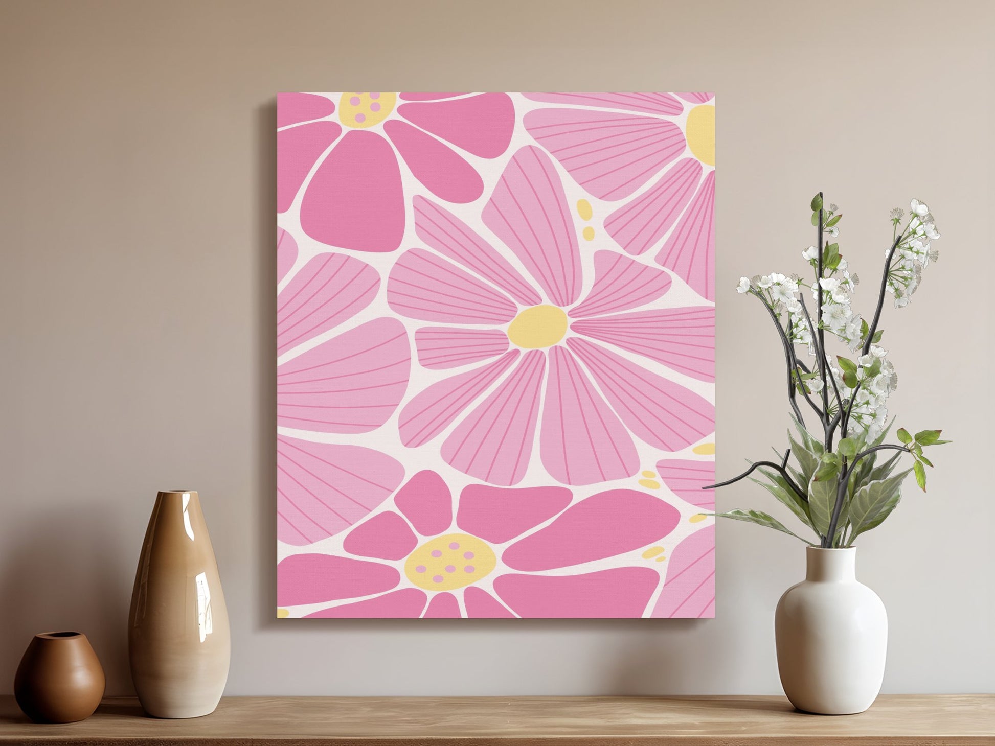 Premium Poster of Vibrant Pink Petals Floral Wall Art Canvas Wraps
