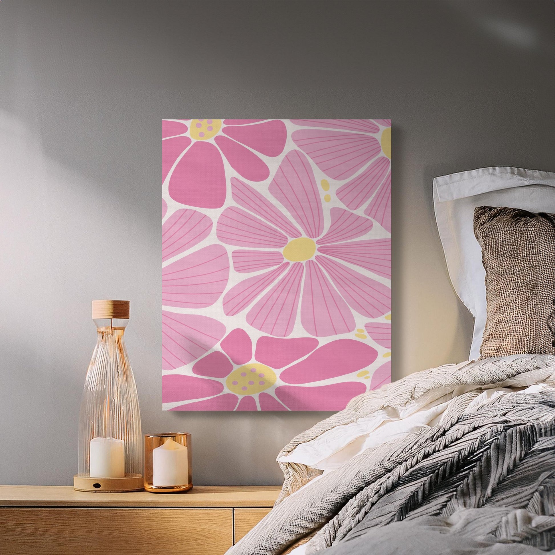Premium Poster of Vibrant Pink Petals Floral Wall Art Canvas Wraps