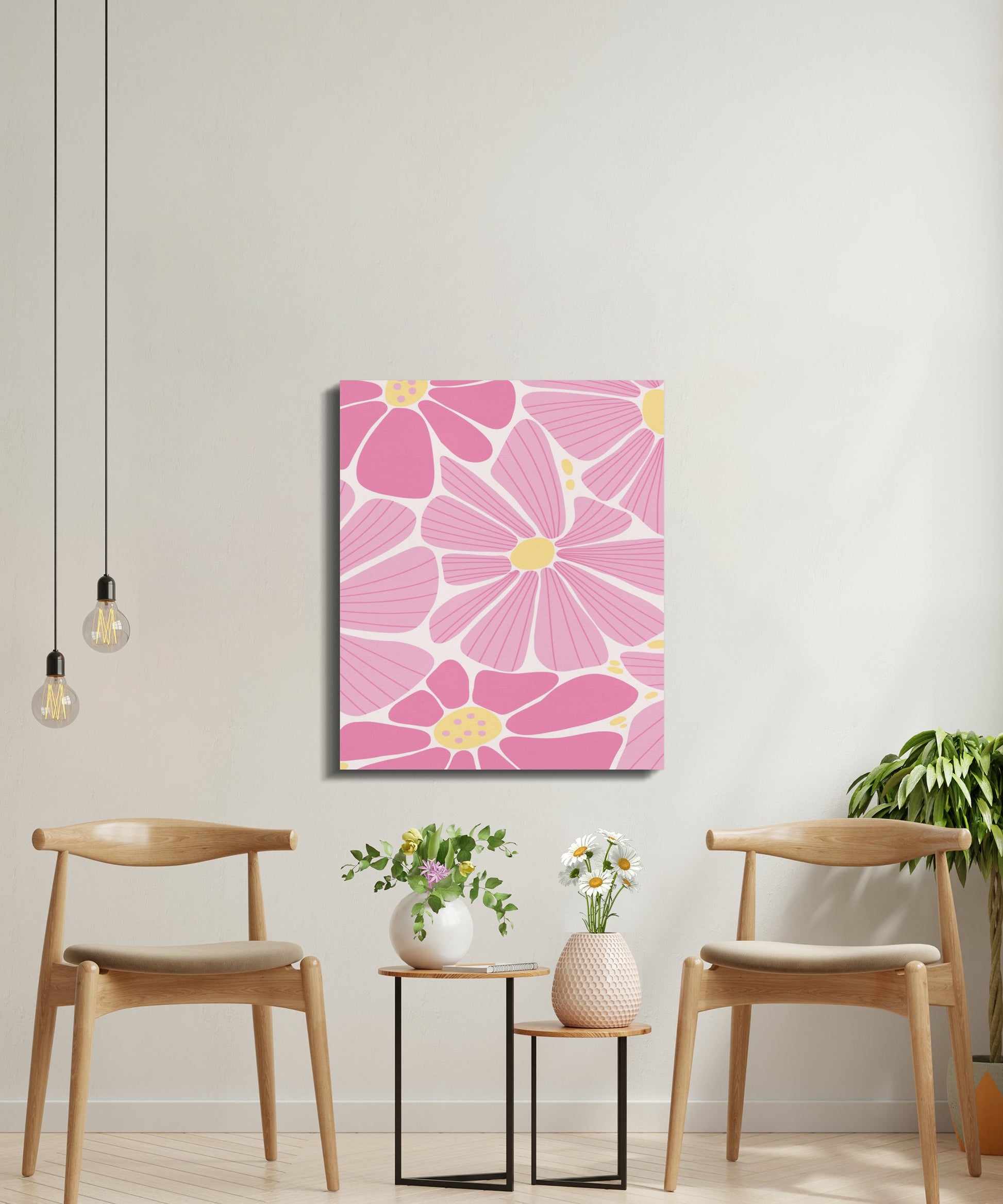 Premium Poster of Vibrant Pink Petals Floral Wall Art Canvas Wraps
