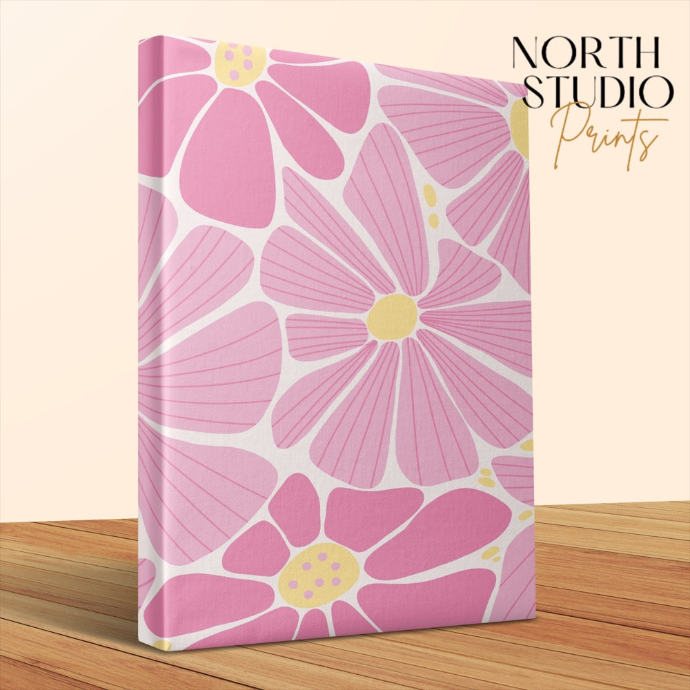 Premium Poster of Vibrant Pink Petals Floral Wall Art Canvas Wraps