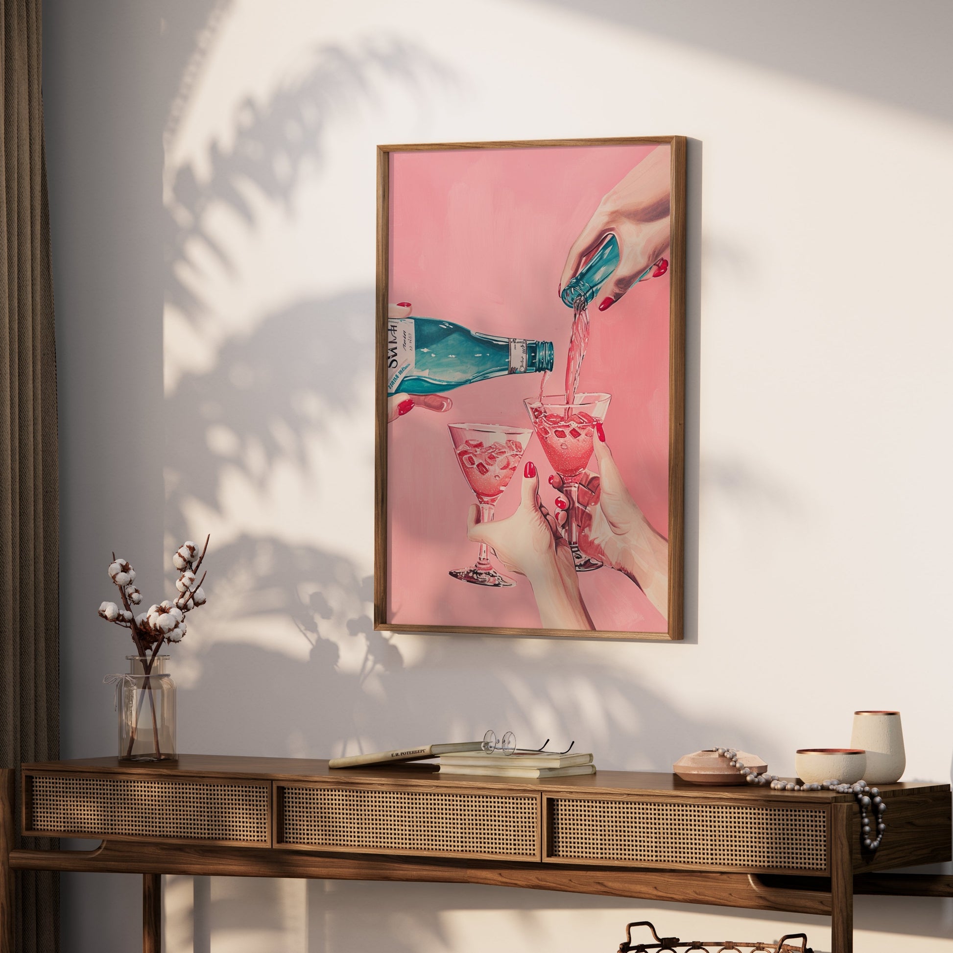 Premium Poster of Vibrant Pink Toned Celebration with Wine Posters