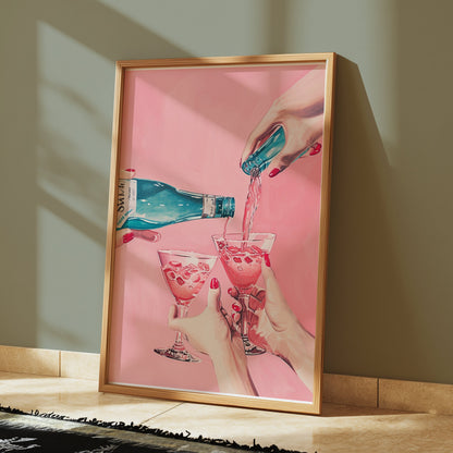 Premium Poster of Vibrant Pink Toned Celebration with Wine Posters