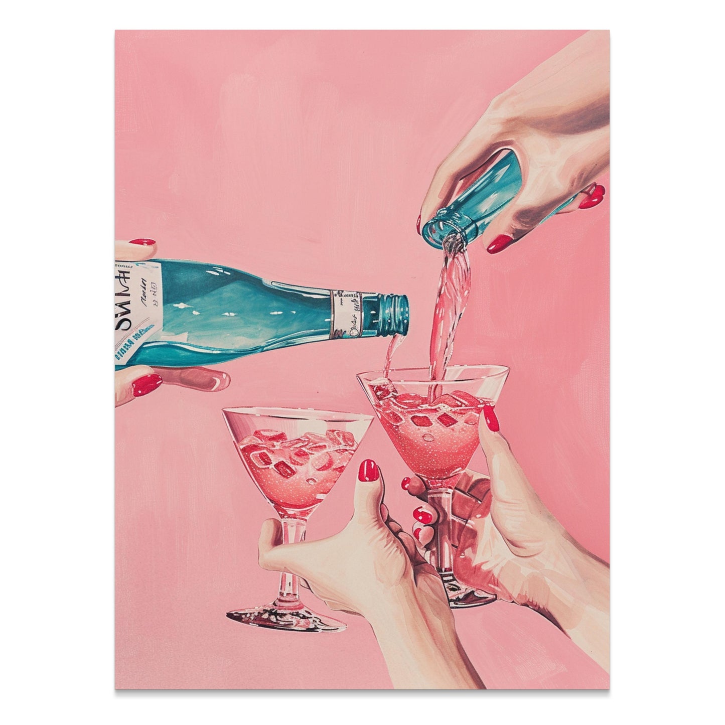 Premium Poster of Vibrant Pink Toned Celebration with Wine Posters